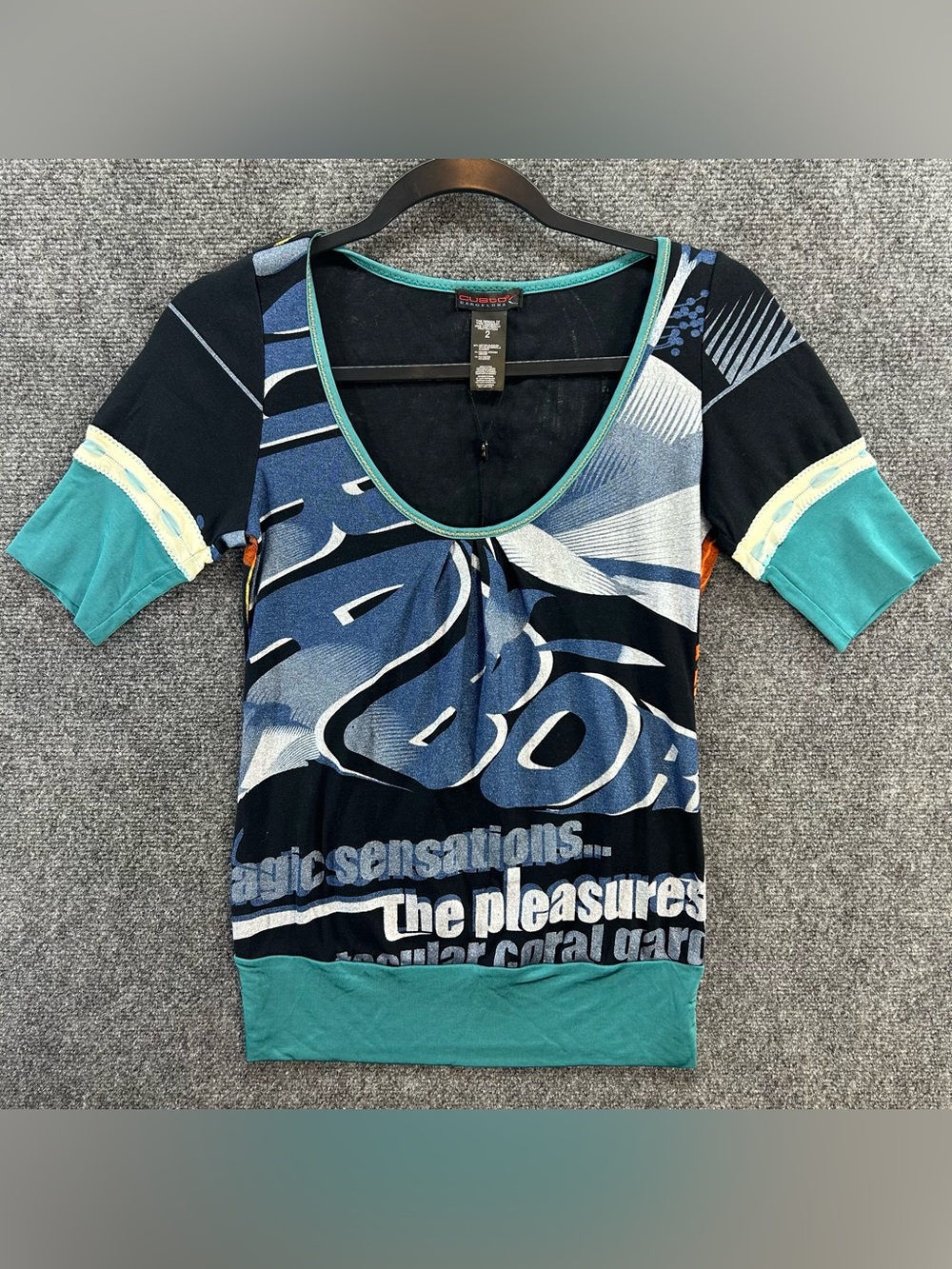 NWT Vintage Custo Barcelona Shirt Blouse ‘Dar Bora Bora’ Y2K Designer Pop Art - Picture 2 of 12